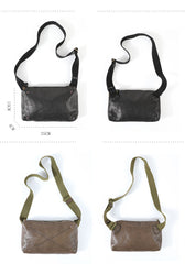 Cool Black LEATHER MEN'S 8 INCHES Small Side BAGs Sling MESSENGER BAG Chest BAG FOR MEN - iwalletsmen