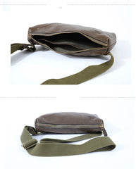 Cool Black LEATHER MEN'S 8 INCHES Small Side BAGs Sling MESSENGER BAG Chest BAG FOR MEN - iwalletsmen