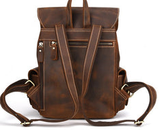 Vintage Leather Brown Mens Backpack School Backpack Travel Backpack Bags for Men - iwalletsmen
