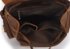 Vintage Leather Brown Mens Backpack School Backpack Travel Backpack Bags for Men - iwalletsmen