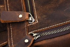 Vintage Leather Brown Mens Backpack School Backpack Travel Backpack Bags for Men - iwalletsmen