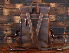 Vintage Leather Brown Mens Backpack School Backpack Travel Backpack Bags for Men - iwalletsmen