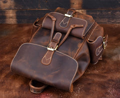Vintage Leather Brown Mens Backpack School Backpack Travel Backpack Bags for Men - iwalletsmen