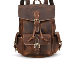 Vintage Leather Brown Mens Backpack School Backpack Travel Backpack Bags for Men - iwalletsmen