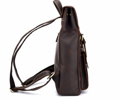 Vintage Leather Coffee Mens Backpack Satchel Backpack Travel Backpack Bags for Men - iwalletsmen