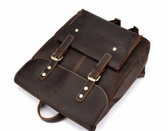 Vintage Leather Coffee Mens Backpack Satchel Backpack Travel Backpack Bags for Men - iwalletsmen