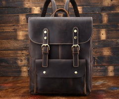 Vintage Leather Coffee Mens Backpack Satchel Backpack Travel Backpack Bags for Men - iwalletsmen