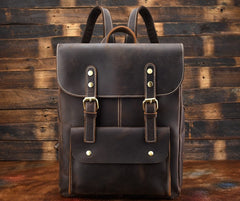 Vintage Leather Coffee Mens Backpack Satchel Backpack Travel Backpack Bags for Men - iwalletsmen