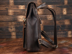 Vintage Leather Coffee Mens Backpack Satchel Backpack Travel Backpack Bags for Men - iwalletsmen