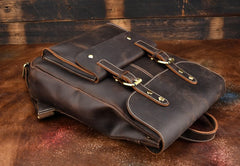 Vintage Leather Coffee Mens Backpack Satchel Backpack Travel Backpack Bags for Men - iwalletsmen