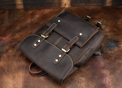 Vintage Leather Coffee Mens Backpack Satchel Backpack Travel Backpack Bags for Men - iwalletsmen