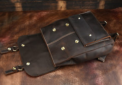 Vintage Leather Coffee Mens Backpack Satchel Backpack Travel Backpack Bags for Men - iwalletsmen