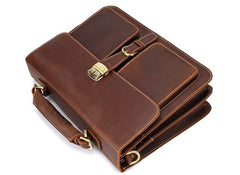 Leather Men Vintage Briefcase Laptop 15inch Handbags Shoulder Bags Work Bag For Men - iwalletsmen