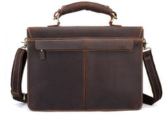Leather Men Vintage Briefcase Laptop 15inch Handbags Shoulder Bags Work Bag For Men - iwalletsmen