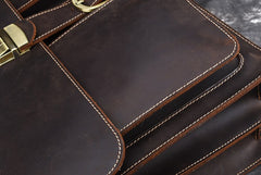 Leather Men Vintage Briefcase Laptop 15inch Handbags Shoulder Bags Work Bag For Men - iwalletsmen