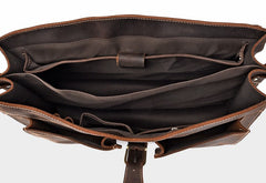 Leather Men Vintage Briefcase Laptop 15inch Handbags Shoulder Bags Work Bag For Men - iwalletsmen