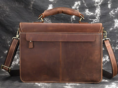 Leather Men Vintage Briefcase Laptop 15inch Handbags Shoulder Bags Work Bag For Men - iwalletsmen