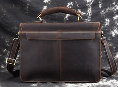 Leather Men Vintage Briefcase Laptop 15inch Handbags Shoulder Bags Work Bag For Men - iwalletsmen