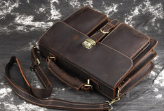 Leather Men Vintage Briefcase Laptop 15inch Handbags Shoulder Bags Work Bag For Men - iwalletsmen