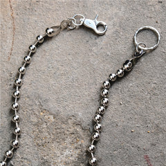 Badass Silver Bead Womens Mens Pants Chain Fashion Wallet Chain For Men - iwalletsmen