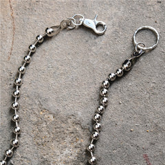 Badass Silver Bead Womens Mens Pants Chain Fashion Wallet Chain For Men - iwalletsmen