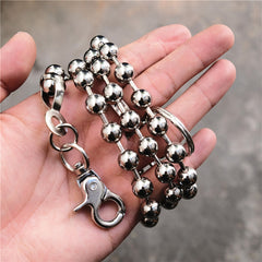 Badass Silver Bead Womens Mens Pants Chain Fashion Wallet Chain For Men - iwalletsmen