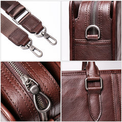 Vintage Brown Leather Men's 14‘’ Laptop Briefcase Professional Briefcase Handbag For Men - iwalletsmen