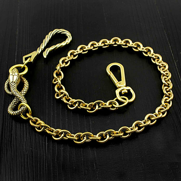 Men's Gold Chunky Wallet Chain - Thick Metal Links, Long Key Chain, Biker Punk Style