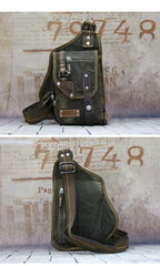 Canvas Black Mens Chest Bag Green Sling Bag Canvas Sling Backpack For Men - iwalletsmen