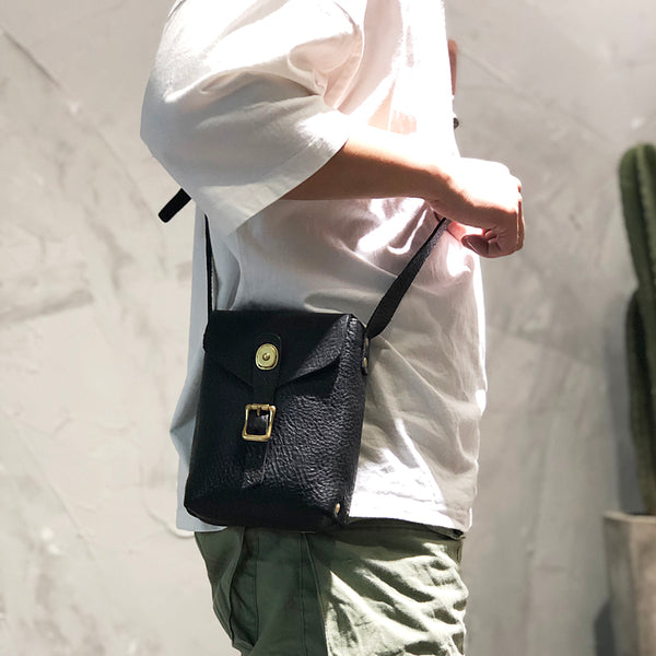 Brown LEATHER MEN'S 8 INCHES Small Side BAGs Vertical MESSENGER BAG Courier BAG FOR MEN - iwalletsmen