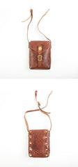 Brown LEATHER MEN'S 8 INCHES Small Side BAGs Vertical MESSENGER BAG Courier BAG FOR MEN - iwalletsmen