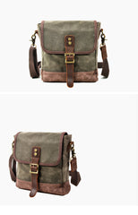 Khaki Waxed Canvas Vertical Side Bag Messenger Bag Mens Cycling Khaki Canvas Messenger Bag For Men - iwalletsmen