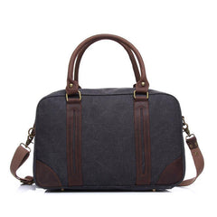 Khaki Leather Canvas Mens Weekender Bag Casual Travel Handbag Canvas Duffle Bag for Men - iwalletsmen