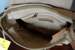 Khaki Canvas Messenger Bag Crossbody Bag Khaki Canvas Shoulder Bag Mens Cycling Bag For Men - iwalletsmen