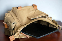 Khaki Canvas Messenger Bag Crossbody Bag Khaki Canvas Shoulder Bag Mens Cycling Bag For Men - iwalletsmen
