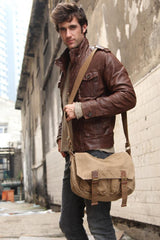 Black Canvas Messenger Bag Black Canvas Shoulder Bag Mens Cycling Bag For Men - iwalletsmen