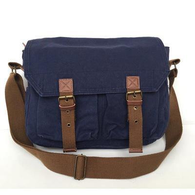 Blue Canvas Messenger Bag Blue Canvas Shoulder Bag Mens Cycling Bag For Men - iwalletsmen