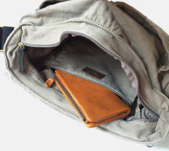 Gray Canvas Messenger Bag Gray Canvas Shoulder Bag Mens Cycling Bag For Men - iwalletsmen