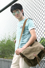 Blue Canvas Messenger Bag Blue Canvas Shoulder Bag Mens Cycling Bag For Men - iwalletsmen