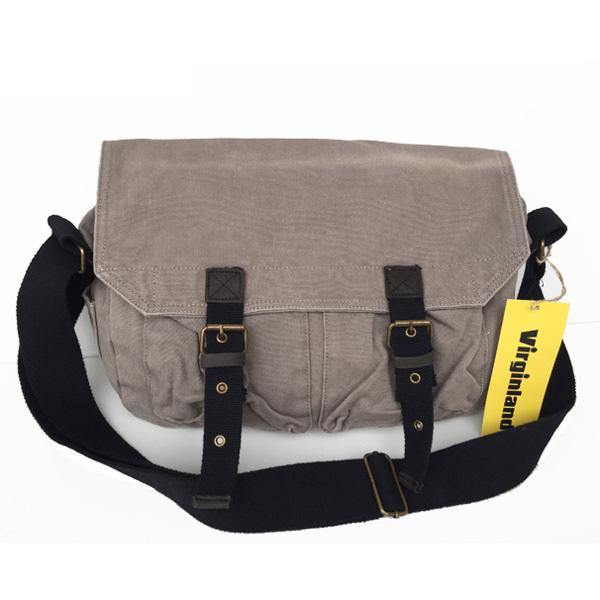 Gray Canvas Messenger Bag Gray Canvas Shoulder Bag Mens Cycling Bag For Men - iwalletsmen