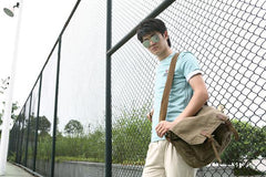Green Canvas Messenger Bag Army Green Canvas Shoulder Bag Mens Cycling Bag For Men - iwalletsmen