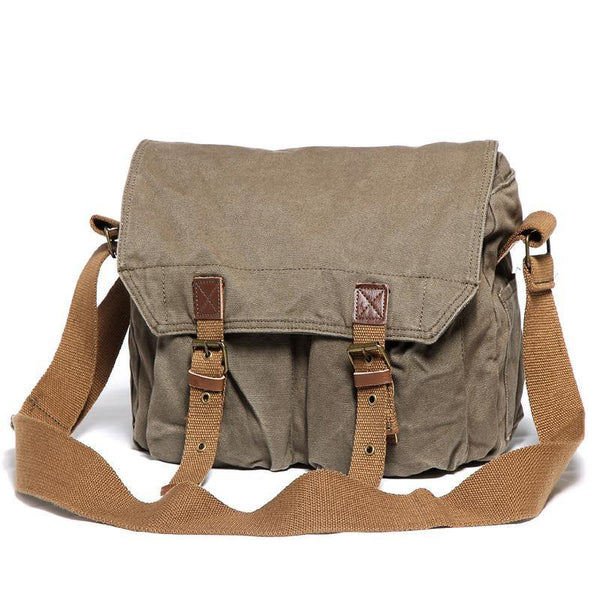 Green Canvas Messenger Bag Army Green Canvas Shoulder Bag Mens Cycling Bag For Men - iwalletsmen