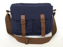 Blue Canvas Messenger Bag Blue Canvas Shoulder Bag Mens Cycling Bag For Men - iwalletsmen