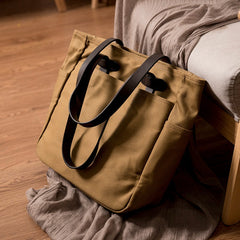 Green Canvas&Leather Mens Tote Handbag Messenger Bags Shoulder Tote Bag For Women