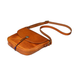 Tan Casual Handmade Mens 8 inches Small Side Bag Messenger Bag Coffee Courier Bag For Men - iwalletsmen