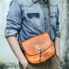 Tan Casual Handmade Mens 8 inches Small Side Bag Messenger Bag Coffee Courier Bag For Men - iwalletsmen