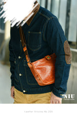 Casual Tan Leather Mens 8 inches Postman Bag Side Bag Brown Leather Messenger Bags Courier Bag For Men - iwalletsmen