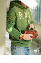 Coffee Cool Leather Mens Long Wallet Large Zipper Wallets Brown Wristlet Clutch Vintage Clutch Purse For Men - iwalletsmen