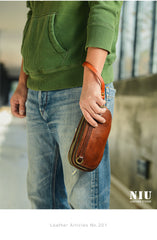 Coffee Cool Leather Mens Long Wallet Large Zipper Wallets Brown Wristlet Clutch Vintage Clutch Purse For Men - iwalletsmen