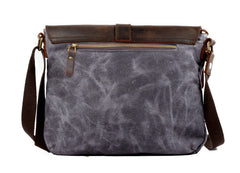 Green Leather Canvas Shoulder Bag Mens Cycling Green Canvas Small Messenger Bag For Men - iwalletsmen